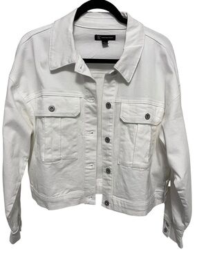 International Concepts White Denim Trucker Jacket. Oversized, will fit 1X.